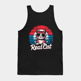 Real Cat Funny Vintage Retro Cat t-shirt for women & Men Cat Tank Top